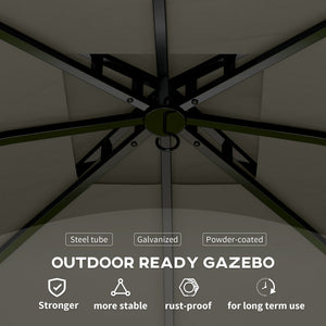 Outsunny 11' x 11' Outdoor Gazebo, Arc Patio Gazebo Canopy Shelter, UV Protected, with Curtains, Church Windows, Double Roof, Galvanized Steel Frame for Lawn, Backyard and Deck, Dark Gray