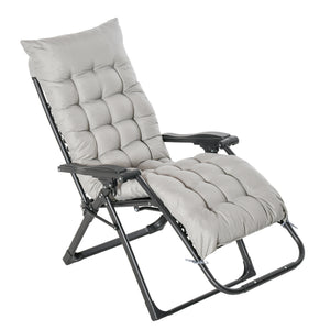 Reclining Zero Gravity Chair with Adjustable Backrest, Folding Garden Sun Lounger with Removable Cushion and Headrest, Light Grey