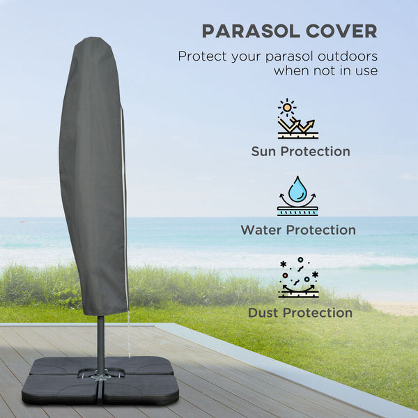 9.6ft Offset Patio Umbrella with Base, Garden Hanging Parasol with Crank, Banana Cantilever Umbrella Sun Shade, Dark Grey