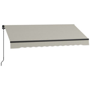  8' x 6.5' Retractable Awning, Patio Awning Sunshade Shelter with Manual Crank Handle, 280gsm UV Resistant Fabric and Aluminum Frame, for Balcony, Yard, Light Grey