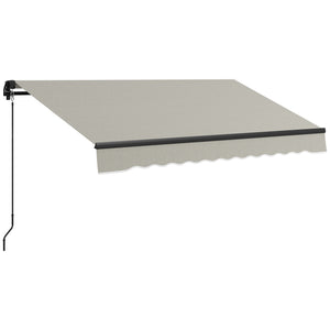  8' x 6.5' Retractable Awning, Patio Awning Sunshade Shelter with Manual Crank Handle, 280gsm UV Resistant Fabric and Aluminum Frame, for Balcony, Yard, Light Grey