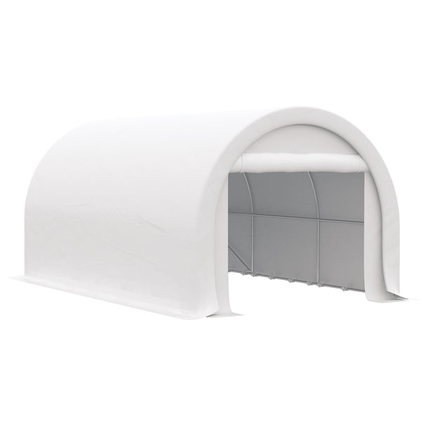 10' x 16' Carport, Heavy Duty Portable Garage / Storage Tent with Large Zippered Door, Anti-UV PE Canopy Cover for Car, Boat, Motorcycle, Bike, Garden Tools, White