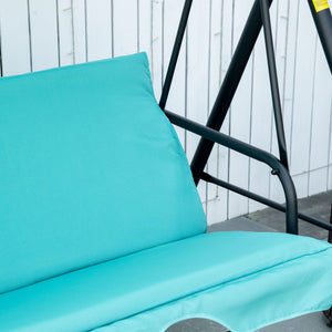 Outsunny 3-Seat Outdoor Patio Swing Chair with Removable Cushion, Steel Frame Stand and Adjustable Tilt Canopy for Patio, Garden, Poolside, Balcony, Backyard, Green