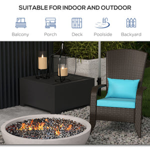 Patio Wicker Adirondack Chair, PE Rattan Outdoor Muskoka Chair, Fire Pit Chair with Cushions for Patio, Garden, Backyard, Poolside, Balcony, Deck, Turquoise