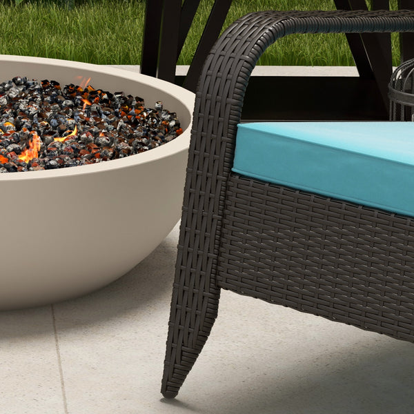 Patio Wicker Adirondack Chair, PE Rattan Outdoor Muskoka Chair, Fire Pit Chair with Cushions for Patio, Garden, Backyard, Poolside, Balcony, Deck, Turquoise