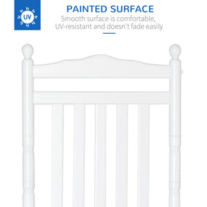Wooden Outdoor Rocking Chair, Patio Rocking Chair with Slatted High Back and Armrests, Patio Chair for Porch, Garden, Lawn, White
