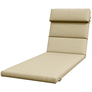 Outdoor Lounge Chair Cushion, Patio Chaise Lounge Cushion with Headrest and Ties, Water Resistant Replacement Sun Lounger Seat Pads, Beige