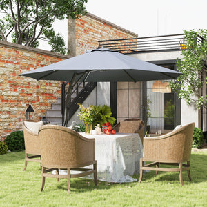 11FT Cantilever Patio Umbrella, Aluminium Offset Hanging Umbrella with 8 Ribs, 360° Rotation, Easy Adjustment for Garden, Deck, Yard and Pool, UPF 50+, Grey