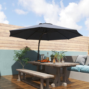 11FT Cantilever Patio Umbrella, Aluminium Offset Hanging Umbrella with 8 Ribs, 360° Rotation, Easy Adjustment for Garden, Deck, Yard and Pool, UPF 50+, Grey