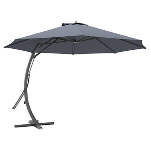 11FT Cantilever Patio Umbrella, Aluminium Offset Hanging Umbrella with 8 Ribs, 360° Rotation, Easy Adjustment for Garden, Deck, Yard and Pool, UPF 50+, Grey