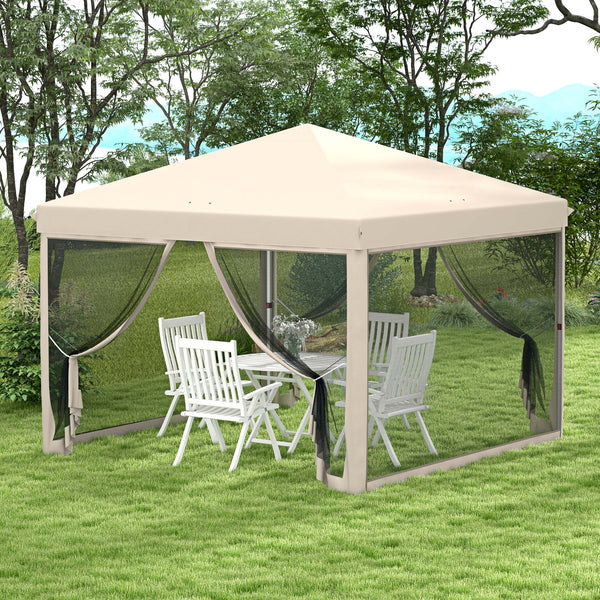 210D Oxford 10' x 10' Pop Up Canopy Tent with Netting, Instant Screen Room House, Tents for Parties, Height Adjustable, with Carry Bag, for Outdoor, Garden, Patio