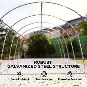 12' x 23.6' Heavy Duty Carport, Portable Garage Car Canopy Tent with UPF50+ Sun Protection, Galvanized Frame, Large Roll-Up Door for Cars, Trucks, Boats, Motorcycle, Bike, Dark Gray
