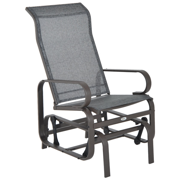 Outdoor Gliding Rocking Chair with Sturdy Metal Frame Garden Comfortable Swing Chair for Patio, Garden and Poolside, Grey