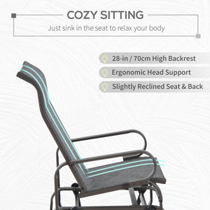 Outdoor Gliding Rocking Chair with Sturdy Metal Frame Garden Comfortable Swing Chair for Patio, Garden and Poolside, Grey