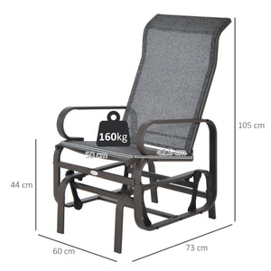 Outdoor Gliding Rocking Chair with Sturdy Metal Frame Garden Comfortable Swing Chair for Patio, Garden and Poolside, Grey