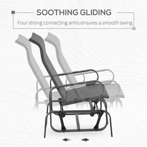 Patio Glider with Breathable Mesh Fabric, Outdoor Glider Chair, Garden Rocking Gliding Seat for Patio, Yard, Porch, Brown Grey