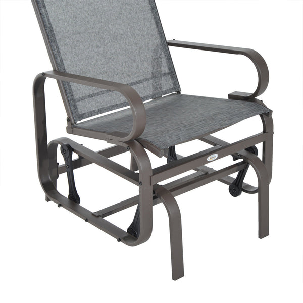 Outdoor Gliding Rocking Chair with Sturdy Metal Frame Garden Comfortable Swing Chair for Patio, Garden and Poolside, Grey