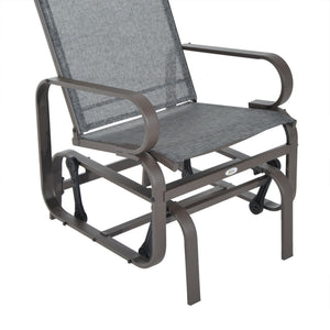 Patio Glider with Breathable Mesh Fabric, Outdoor Glider Chair, Garden Rocking Gliding Seat for Patio, Yard, Porch, Brown Grey