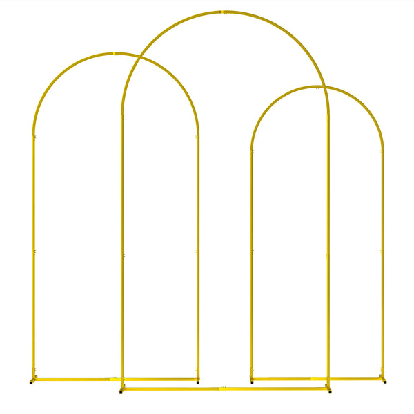 Wedding Arch, 7/6.5/6 ft Metal Balloon Arch Backdrop Stand Set of 3 for Birthday Party, Bridal Shower, Graduation, Ceremony, Banquet Decorations, Gold