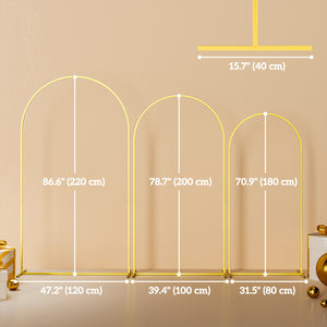 Wedding Arch, 7/6.5/6 ft Metal Balloon Arch Backdrop Stand Set of 3 for Birthday Party, Bridal Shower, Graduation, Ceremony, Banquet Decorations, Gold