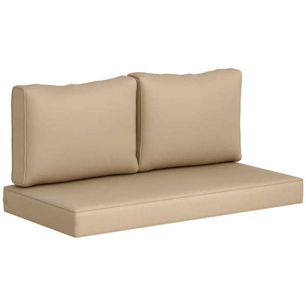2 Seater Outdoor Seat Cushions with Backrest, Loveseat Double Sofa Outdoor Furniture Cushions, Fade-Resistant Replacement Patio Cushions for Indoor and Outdoor, Beige