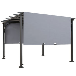 10' x 10' Outdoor Pergola Patio Gazebo Canopy Sun Shelter with Steel Frame, Grey