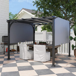 10' x 10' Outdoor Pergola Patio Gazebo Canopy Sun Shelter with Steel Frame, Grey