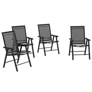 4-Piece Folding Dining Chair Set for Relaxing on Patio, Balcony, or Garden, Comfortable Outdoor Furniture with Armrests, Black