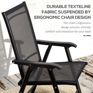 4-Piece Folding Dining Chair Set for Relaxing on Patio, Balcony, or Garden, Comfortable Outdoor Furniture with Armrests, Black