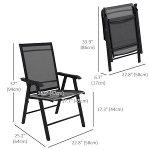 4-Piece Folding Dining Chair Set for Relaxing on Patio, Balcony, or Garden, Comfortable Outdoor Furniture with Armrests, Black