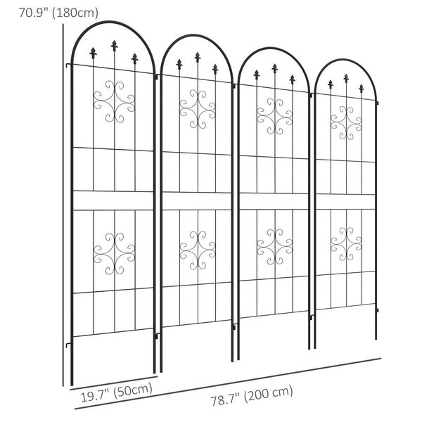 4 Pack Garden Trellis, 20" x 71" Plant Support Metal Trellis for Climbing Plants Flowers, Arrow Design
