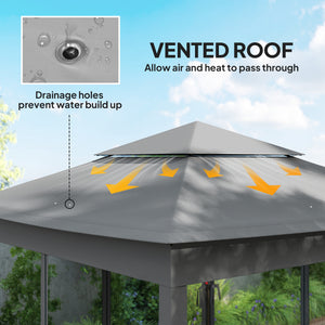 11' x 11' Pop Up Canopy, Outdoor Canopy Shelter Event Tent with 2-Tier Soft Top, Removable Zipper Netting and Storage Bag, for Patio, Backyard, Garden, Camping, Dark Grey