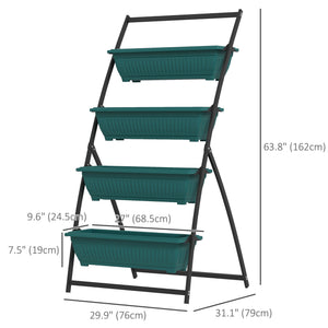 4-Tier Vertical Raised Garden Bed with 4 Planter Boxes, Outdoor Plant Stand Grow Container with Leaking Holes for Balcony Patio Outdoor, Green