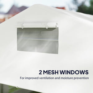 19.6' x 26' Party Tent and Carport, Heavy Duty Outdoor Canopy Tent with 8 Removable Window Sidewalls and Vents, UPF30+ Event Tent for Parties, Wedding, BBQ, White