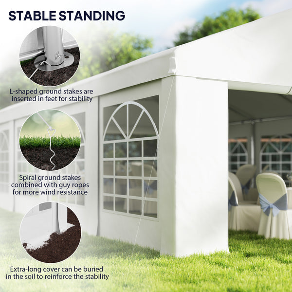 19.6' x 26' Party Tent and Carport, Heavy Duty Outdoor Canopy Tent with 8 Removable Window Sidewalls and Vents, UPF30+ Event Tent for Parties, Wedding, BBQ, White