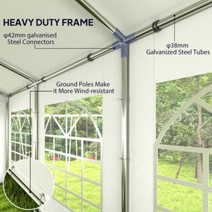19.6' x 26' Party Tent and Carport, Heavy Duty Outdoor Canopy Tent with 8 Removable Window Sidewalls and Vents, UPF30+ Event Tent for Parties, Wedding, BBQ, White