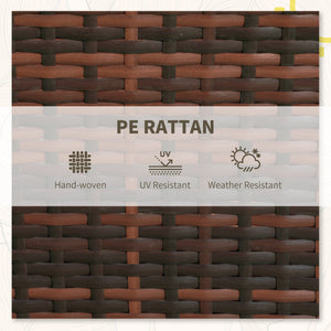 3 Pieces Garden Rattan Bistro Set with Adjustable Backrest, Balcony Conversation Furniture Set with 2 Armchairs Tempered Glass Coffee Table, Cushions, Storage Function - Mixed-Brown