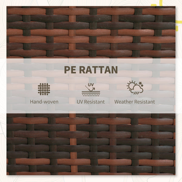 3 Pieces Garden Rattan Bistro Set with Adjustable Backrest, Balcony Conversation Furniture Set with 2 Armchairs Tempered Glass Coffee Table, Cushions, Storage Function - Mixed-Brown
