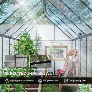 11x6 ft Polycarbonate Greenhouse with Swing Door and Two Adjustable Roof Vents, Aluminum Walk-in Greenhouse Outdoor Greenhouse for Patio Garden Backyard, Black