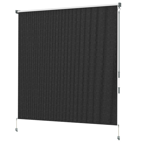 6'W x 6'H Roller Shades, Outdoor Blinds Cordless Roll Up Shade for Porch Balcony Gazebo, Black