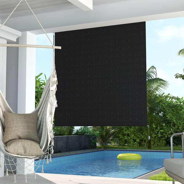6'W x 6'H Roller Shades, Outdoor Blinds Cordless Roll Up Shade for Porch Balcony Gazebo, Black