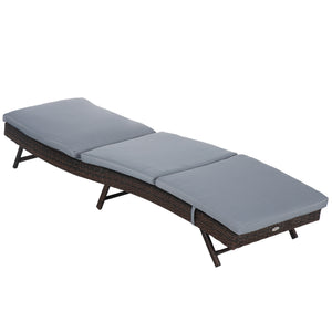 Wicker Patio Lounger, Outdoor S Shape Recliners Lounge Chair w/ 5-Level Adjustable Backrest, Soft Padded Cushion for Outdoor Use, Grey