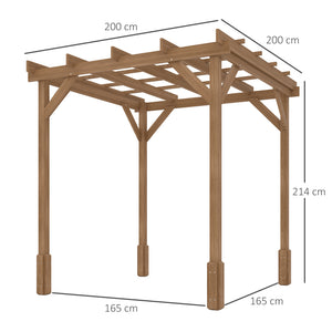 2 x 2m Wooden Pergola Kit, Decorative Garden Gazebo Shelter with Stable Structure for Climbing Vines, Flowers, Dark Brown