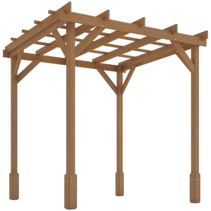 2 x 2m Wooden Pergola Kit, Decorative Garden Gazebo Shelter with Stable Structure for Climbing Vines, Flowers, Dark Brown