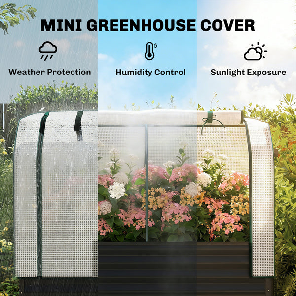 Galvanised Raised Garden Bed with Greenhouse Cover, Metal Elevated Garden Bed with Legs, Bed Liner and Bottom Shelf, Outdoor Raised Planter Box for Vegetables, Herbs, Flowers, Black