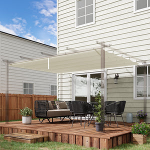 Retractable Pergola Shade Cover, Replacement Canopy Fabric for 4 x 3 (m) Pergola, Gazebo Retractable Roof, Cream White