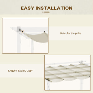 Retractable Pergola Shade Cover, Replacement Canopy Fabric for 4 x 3 (m) Pergola, Gazebo Retractable Roof, Cream White