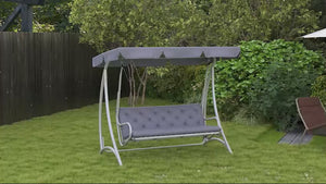 59"x38" Tufted Bench Cushion for Outdoor 3-Seater Furniture, Dark Gray