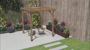 PerArbor 6.6' x 6.6' Wood Pergola Trellis with Stable Frame for Climbing Plants, Dark Brown