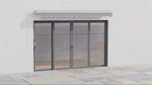 12' x 8' Manual Patio Retractable Awnings, UV Protect & Aluminum Frame, Light Gray